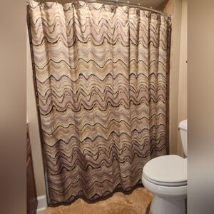 World Market Brown and Cream Wavy Shower Curtain